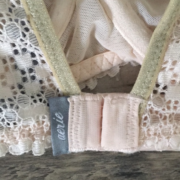 AERIE Light Pink and Gold Unlined Triangle Bralette 32C - Picture 4 of 6